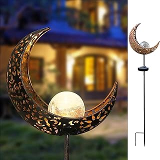 Solarleuchte Solarlampen für Garten Gartenleuchte Solar Mond Leuchte Aushöhlende Wegeleuchte mit Erdspieß Außen Beleuchtung Dekoration für Garten 1 PCS