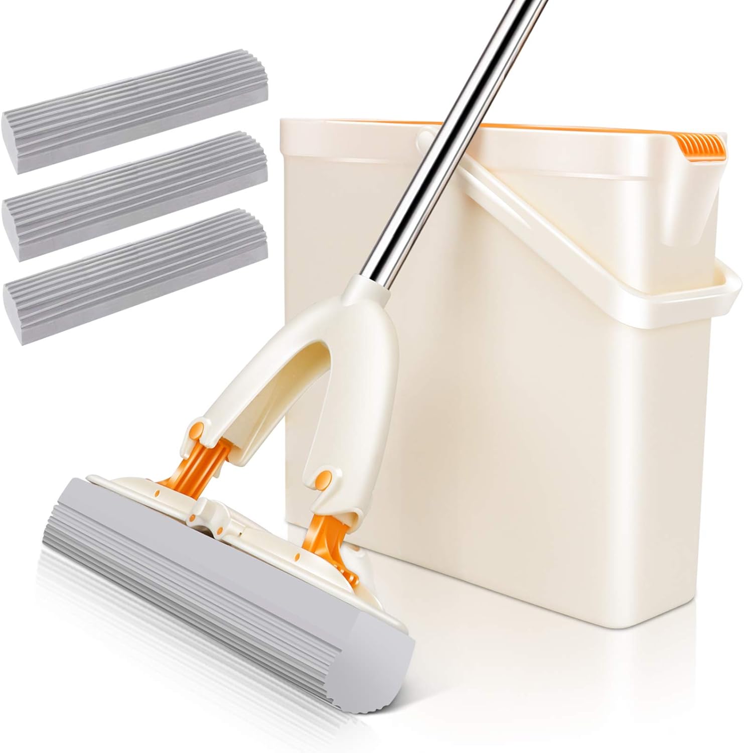 MASTERTOP Sponge Mop and Bucket Set Sponge Mop for Floors