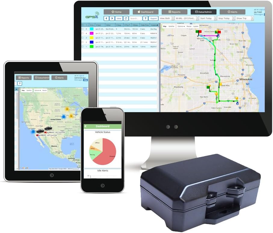 Heavy Asset, Trailer Tracking and Security Device with Service for 1 year, No Contracts, No Monthly Fees, Real Time Tracking, Advanced Features, Monitoring, Nationwide Coverage and Advanced Platform