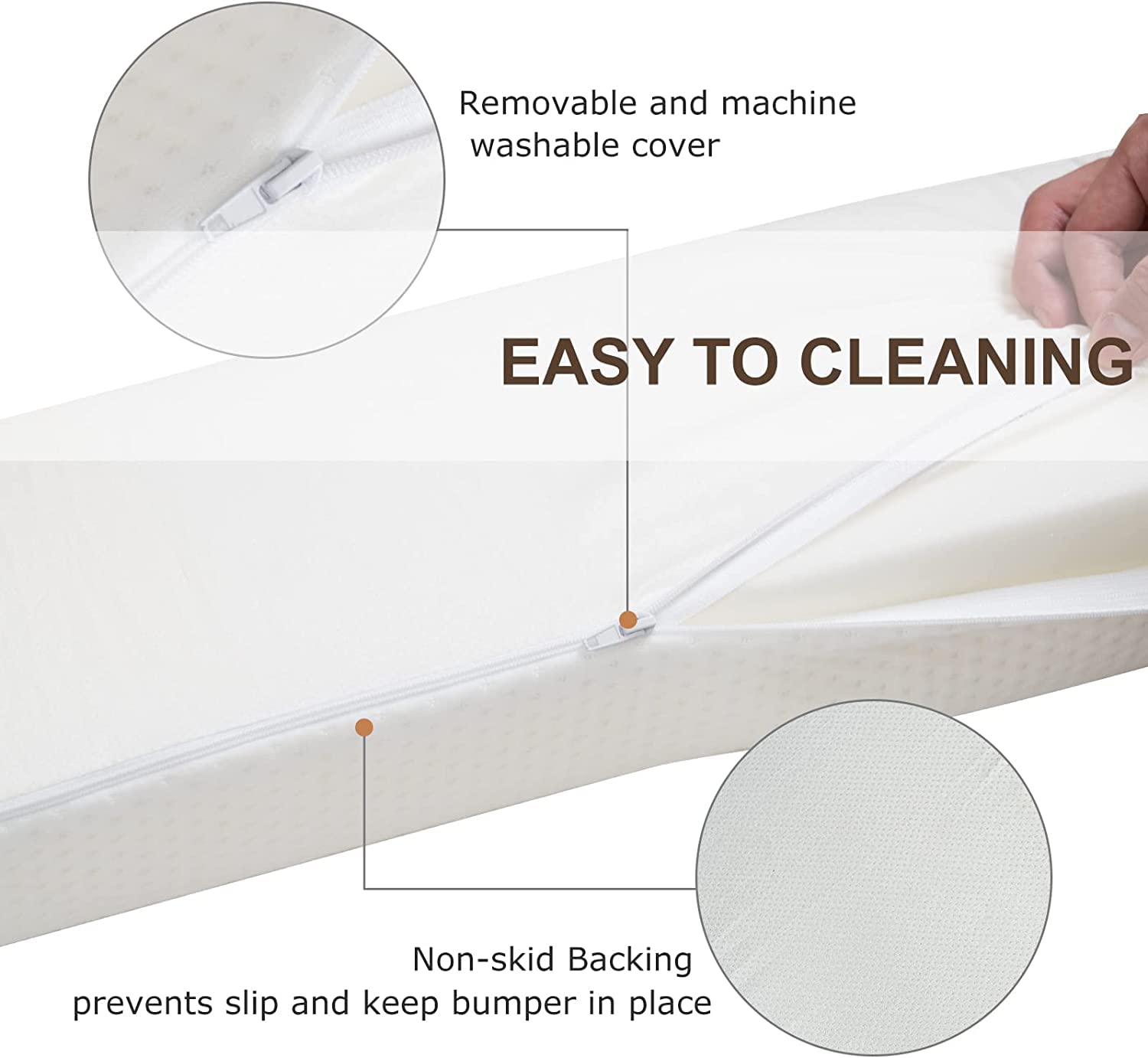 YIHATA Bed Bumpers for Toddlers 2 Pack Bed Rail for Toddlers Foam Safety Bed Guard Rail for Kids with Non-Slip Water Resistant and Washable Cover Bed Bumper for Twin, Queen, King, Full Bed