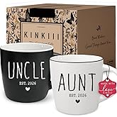 Kinkiii Promoted to Aunt & Uncle 2026 Mugs Set, Pregnancy Reveal Announcement Mug Gifts, Pregnancy Announcement Mug Gifts, First Time Uncle & Aunt Gift, Baby Reveal Publicity Mugs Gift, 13Oz