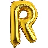 32 inch Letter Balloons Gold Alphabet Number Balloons Foil Mylar Party Wedding Bachelorette Birthday Bridal Shower Graduation Anniversary Celebration Decoration (32 INCH GOLD R)
