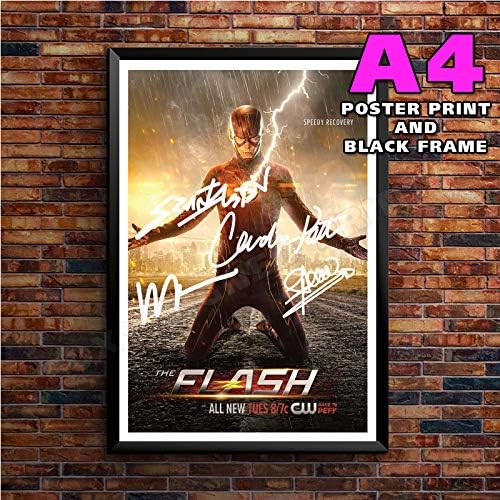 A4 FRAMED Large The Flash TV Series Print Cast Grant Gustin Wentworth Miller Candice Patton Stephen Amell SIGNED POSTER PRINT
