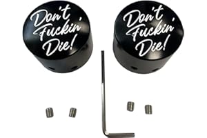 KUSTOM CYCLE PARTS Don't Fuckin' Die Front Axle Cap Nut Covers Black in Color Compatible With Harley Davidson Touring Road King Road Glide Street Glide Ultra Dyna