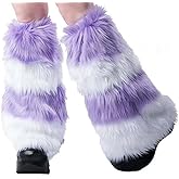Lifenanny Women Furry Faux Fur Leg Warmers, Thicken Fuzzy Warm Long Boots Sleeves Shoes Cuff Covers for Rave Party Costume
