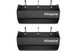 Altrapow 4.5 Quart Hanging Goat Feeder [Material of Metal] with Clips and Nylon Tie Wraps, Fence Feeder [Sturdy and Durable] for Goat, Pig and Dog, Black, 2 Pack