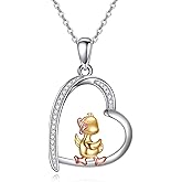 URONE Duck Necklace 925 Sterling Silver Duck Pendant Animals Heart Jewelry Gifts For Women