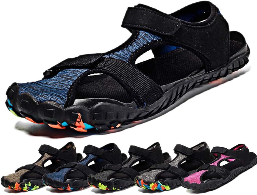 Sisttke Men's Women's Beach Sandals Outdoor Sports Hiking Sandals Quick Dry Barefoot Water Shoes Summer Breathable Closed Toe Casual Walking Sandals