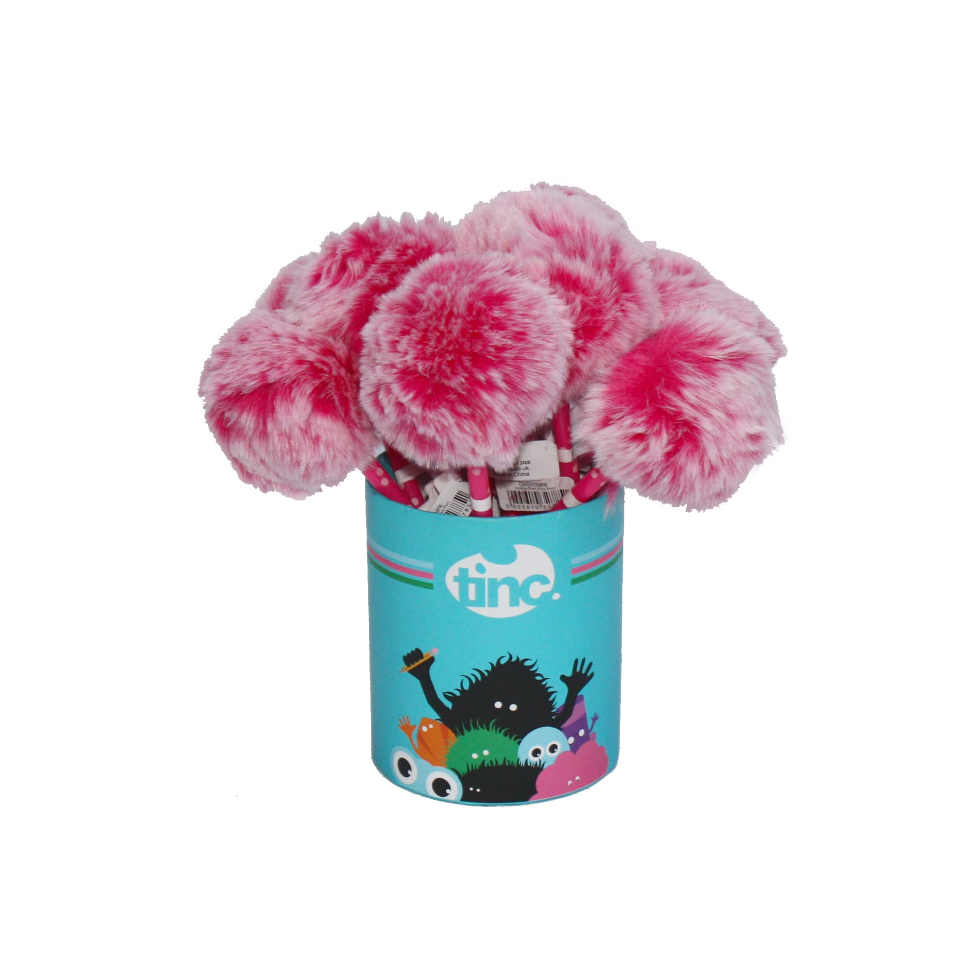 Tinc Fluffy Pom Pom Pen - Pink | Super Cute Set of 10 | Ballpoint Pen | For Use at School and for Homework | Party Bag Filler | Sleek Design | Black Ink