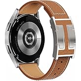 Leather Magnetic Strap Compatible with Galaxy Samsung Watch 7 6 5 4 FE 40mm 44mm, Watch 6/4 Classic 42mm 46mm, 5 Pro 45mm, Slim 20mm Top Grain Leather Band for Women