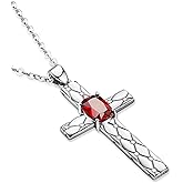 PERJI 14K Gold Christian Cross Gifts for Women - Lab-Grown Birthstone Pendant Necklaces Religious Birthday Jewelry Gifts for Wife Mom Girlfriend Daughter, Non Tarnish 18"+2"