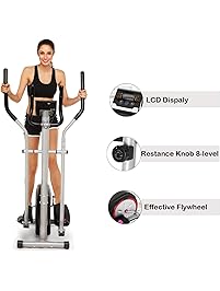 Elliptical Trainer Machine with LCD Monitor Magnetic Control Mute Home Gym Fitness Workout Machine[US Stock]