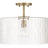 Capital Lighting 241311AD Emerson Embossed Seeded Glass Convertible Pendant/Semi Flush Ceiling Light Fixture, 1-Light 100 Wat