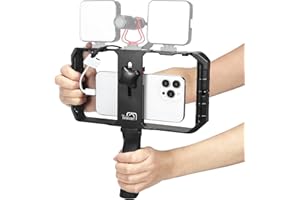 Taisioner Smartphone Video Rig Hand Girp Stabilizer Filmmaking Vlogging Case Phone Video Stabilizer with Cold Shoe for Film Maker Video Grapher Compatible with iPhone 15/14/13/12/ Pro Max and Android