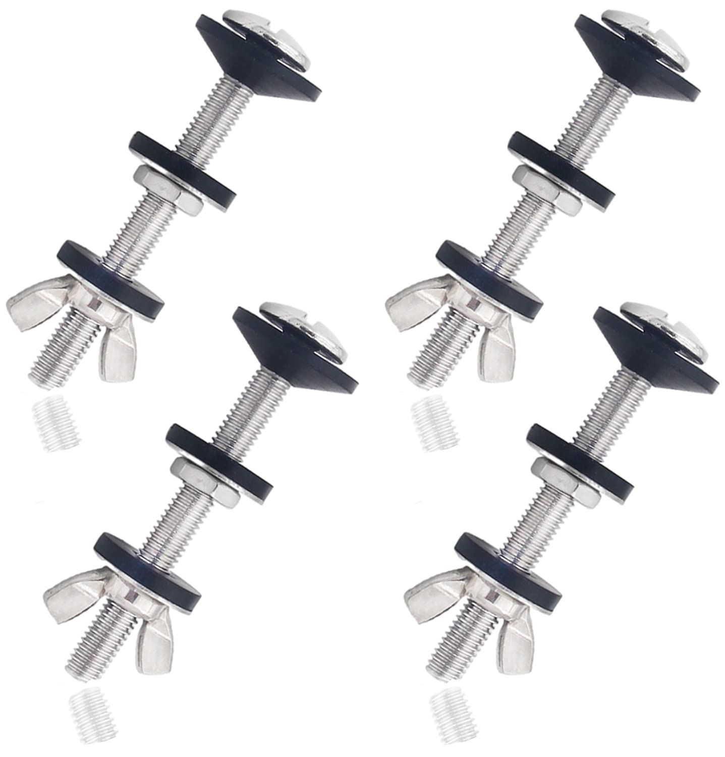 Photo 1 of 4 PCS Toilet Tank to Bowl Bolts Repair Kit,Toilet Seat Bolts 5/16 * 3.15 inch 304 Stainless Steel Heavy Duty Rustproof Toilet Tank Blots