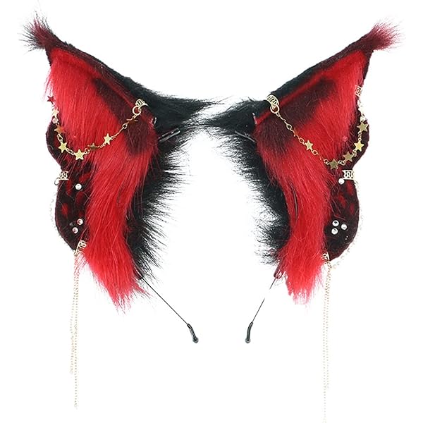 Amazon.com: TEDPRBGE Plush Fox Cat Ear Headwear with Gold Chain
