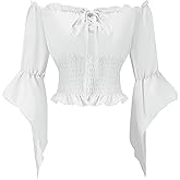 Women's Renaissance Shirt Off Shoulder Medieval Pirate Costume Peasant Blouse Shirts Tops
