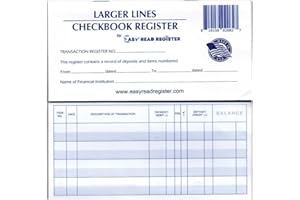 EASY READ REGISTER Larger Lines Checkbook Registers, Made in The USA, Wider Lines Low Vision Large Print (24-25-26 Calendars, 10)