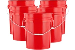 House Naturals 5 Gallon Premium HPDE Plastic Bucket - Made in USA Food Grade Container, BPA Free All Purpose Pail (5, Red)