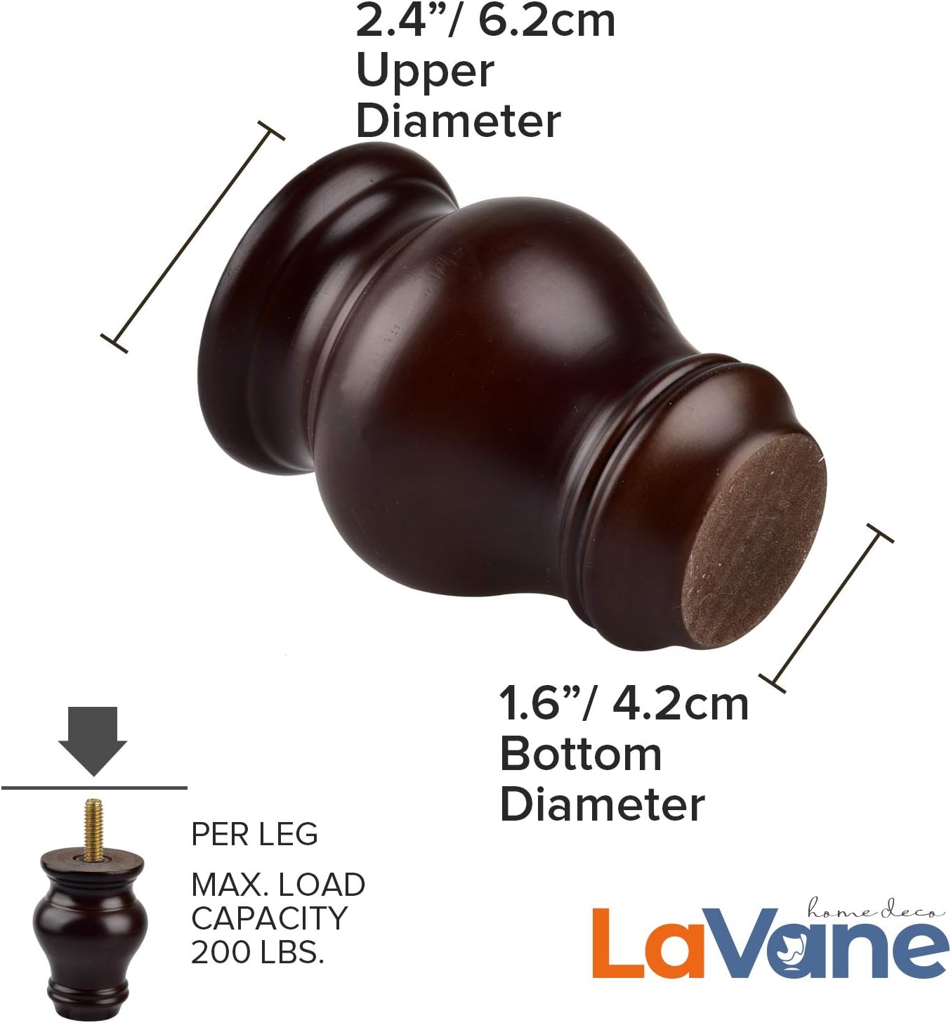 La Vane 4 inch / 10cm Wooden Furniture Legs - Image 3