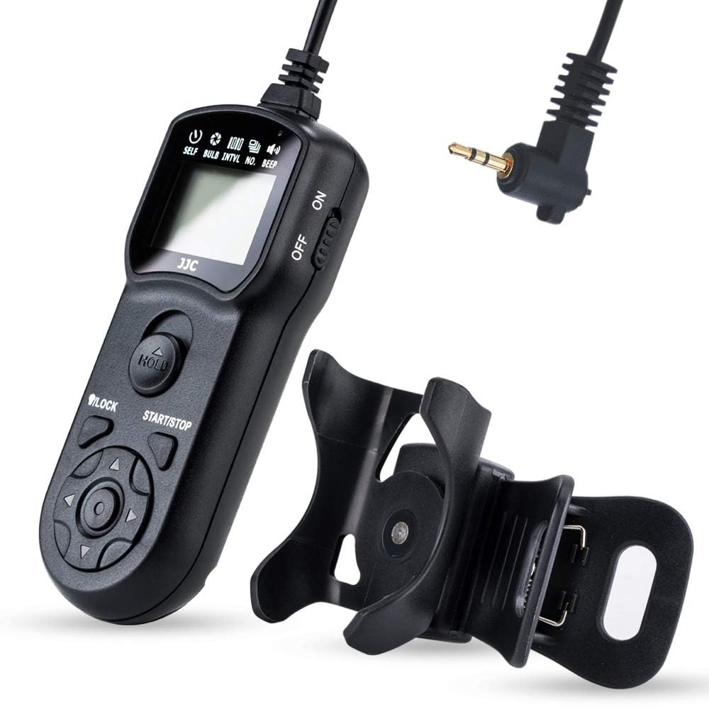 JJC Multi-function Timer Remote Control with Tripod Holder Clamp for Fujifilm X-T5 X-T4 X-T3 X-T2 X-H2 X-H2S X-H1 X-T30 X-T30II X-T30 III X-T20 X-T100 X100VI X100V GFX100 GFX50R Replaces Fuji RR-100