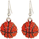 Glitter Rhinestone Basketball Baseball Soccer Rugby Sport Stud Drop Dangle Earrings Classic Sport Fans Lover Shiny Creative Crystal Earrings Jewelry for Women