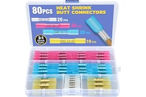 haisstronica 80PCS Heat Shrink Butt Connectors,AWG 26-10 Marine Grade Heat Shrink Wire Connectors,Tinned Red Copper Waterproo
