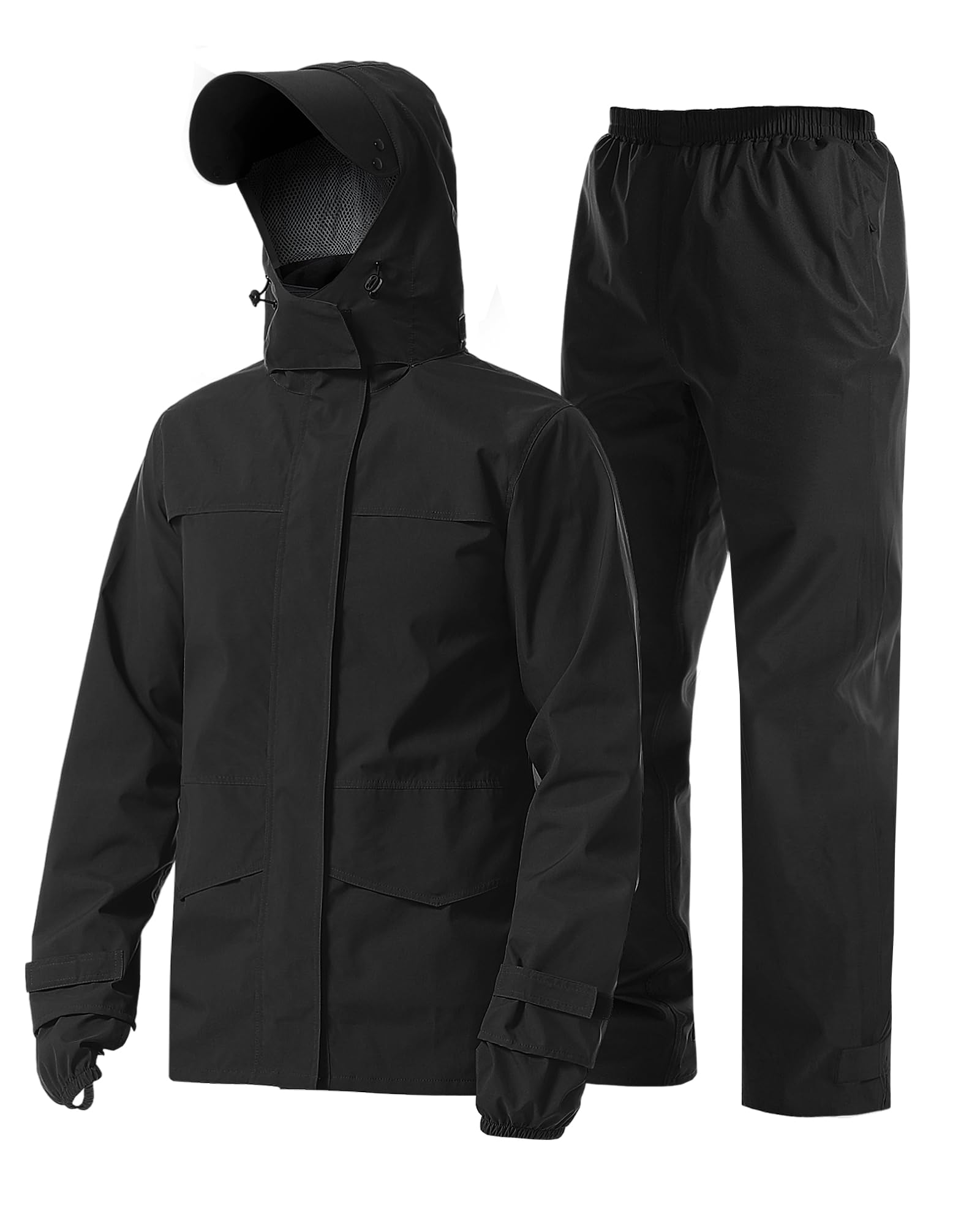 Coutyuyi Herren Regenanzug Wasserdichte Regenjacke Atmungsaktiver Leichter Regenmantel mit Kapuze Geeignete Regenkleidung für Freizeit, Outdoor-Sport, Golf, Wandern（L，Nachthimmel Schwarz）