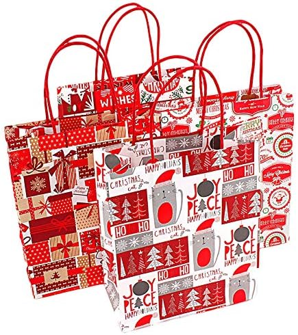 Dandeliondeme Christmas Style Kraft Paper Shopping Clothes Xmas Gift Candy Packaging Tote Bag Present Bag☆M