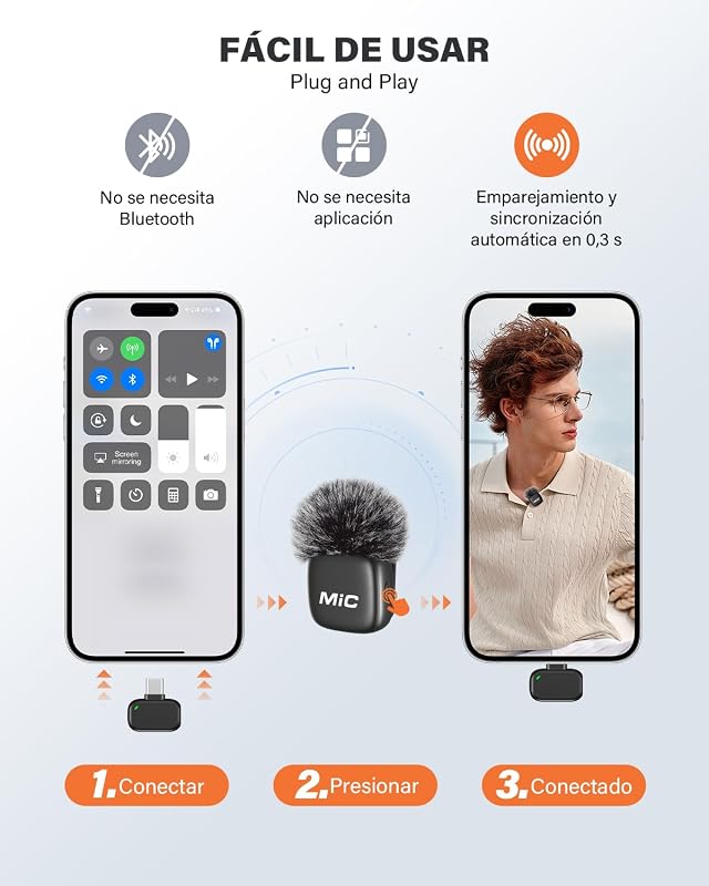 Microfone Wireless Lavaler 2 em 1 para iPhone e Android, Pack 2