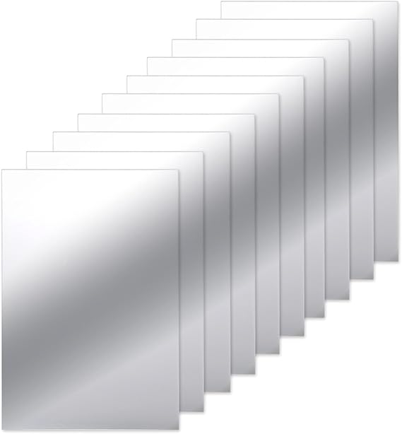 BBTO 10 Pieces Mirror Sheets Self Adhesive Non Glass Mirror Tiles Wall