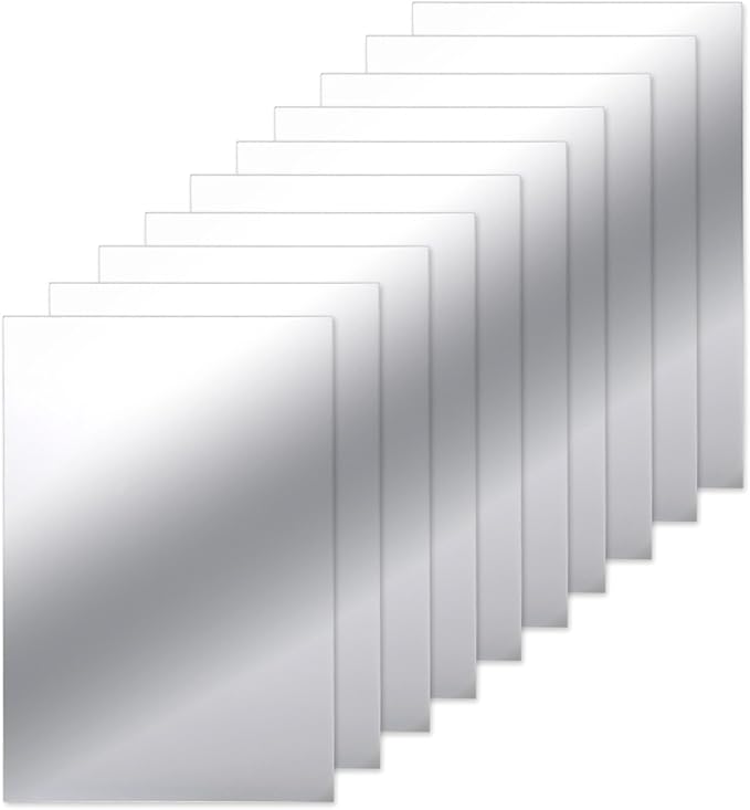 BBTO 10 Pieces Mirror Sheets Self Adhesive Non Glass Mirror Tiles Wall