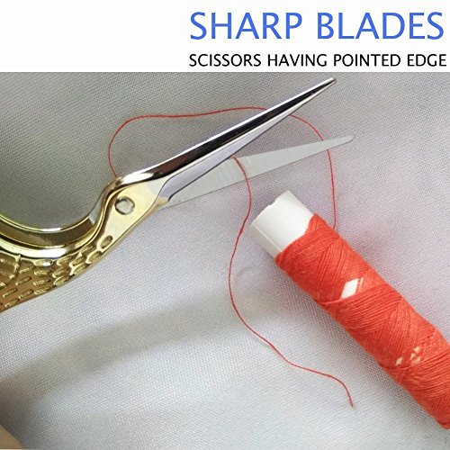 Eraimp 6 Pieces Sewing Seam Ripper Kit - Stork Scissors Gold Small Sharp Tip with 4 x Thread Seam Remover Stitch Unpicker Thread Cutter Tool & Trimming Scissor for Sewing Art Work,Threading,Needlework - Thumbnail 3