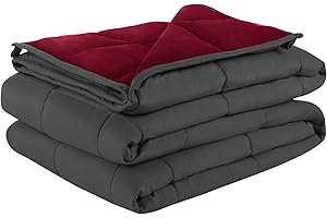 ROKDUK Weighted Blanket King Size 88x104 in 35 Pounds Cooling Weighted Comforter for Couples 1800 Brushed Microfiber Reversible Heavy Blanket with Premium Glass Beads (Dark Grey & Wine Red)