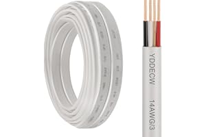 YDDECW 14/3 NM-B Wire with Ground - 15FT 14 Gauge Non-Metallic Sheathed Cable Pure Copper 14 AWG 3 Conductor Residential Indoor Wire for Outlets, Switches and Other Loads etc.