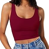 SanxiawaBa Women’s Sexy Sleeveless Crop Tops Double Layer Scoop Neck Cropped Tank Top