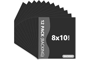 Somime 12 Pack Backing Boards Only - 8x10 Uncut Black Mats Matboards, Acid Free Backerboards, Ideal for Photos/Pictures/Prints/Frames/Arts