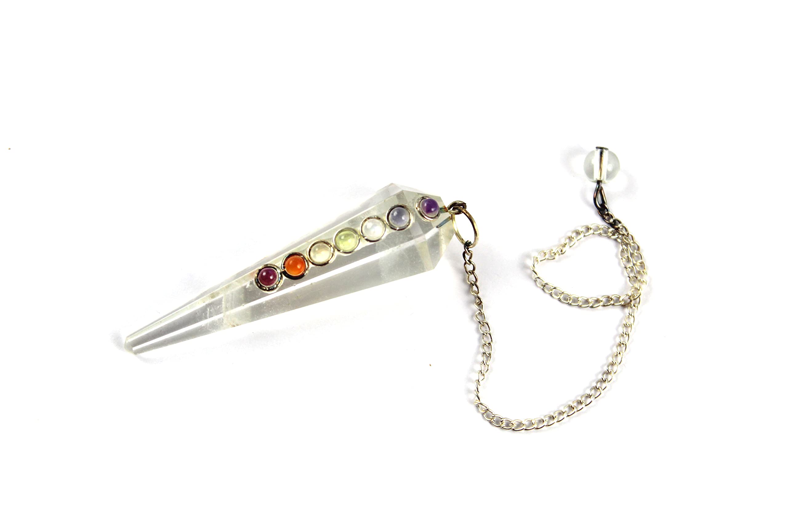 Jet International Crystal Quartz Chakra Pendulum Faceted Cone Shaped A++