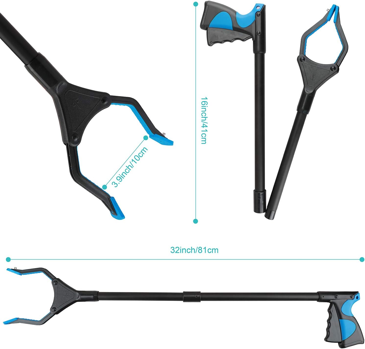 Reacher Grabber Tool, 32" Foldable Grabbers for Elderly, 90° Rotating Head, Lightweight Extra Long Handy Trash Claw Grabber, Reaching Tool for Trash Pick Up, Litter Picker, Arm Extension (Black): Health & Personal Care