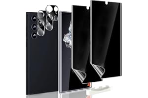 Kanosan for Samsung Galaxy S23 Ultra Privacy Screen Protector with Tempered Glass Camera Lens Protector, Flexible Anti-Spy TPU Film [Support Fingerprint ID] for Galaxy S23 Ultra 5G