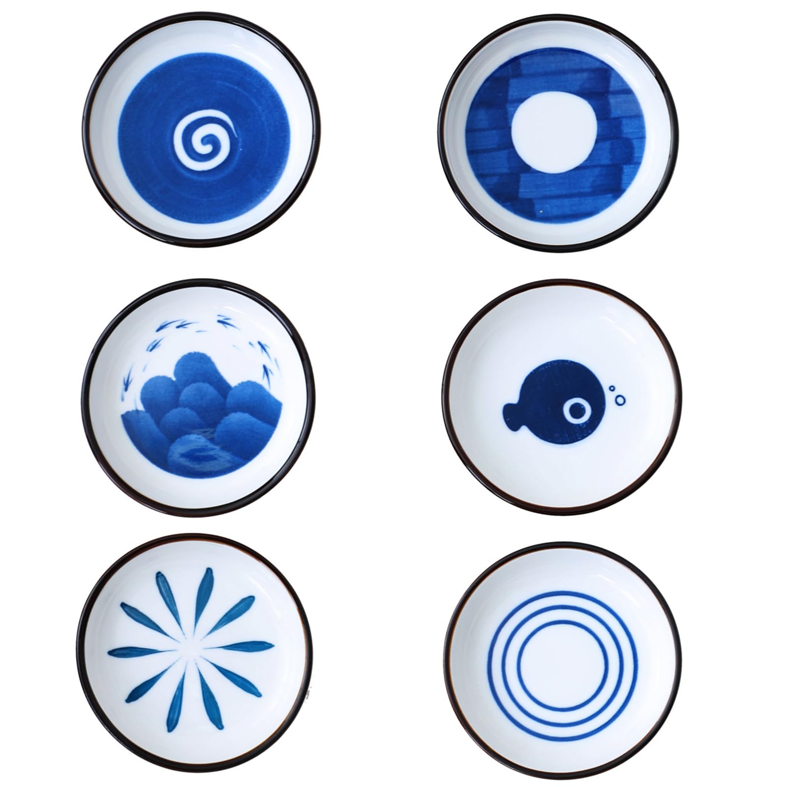 soulnioi Dipping Bowls Set, Ceramic Sauce Dishes, Japanese Style Seasoning Bowl, Mini Spice Bowls Dessert Dishes, Snack Serving Dishes, Multipurpose Dipping Bowl for Soy Side Dishes - 6Pcs/3.5 Inch