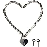 Succuba Padlock Necklace Chain Collar Choker with Two Keys and Box for Women and Men