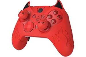 PlayVital Cute Demon Silicone Case Cover for Xbox Elite Wireless Controller Series 2, Kawaii Anti-Slip Shockproof Controller Skin Grip for Xbox Elite Series 2 Core with Thumb Grip Caps - Red