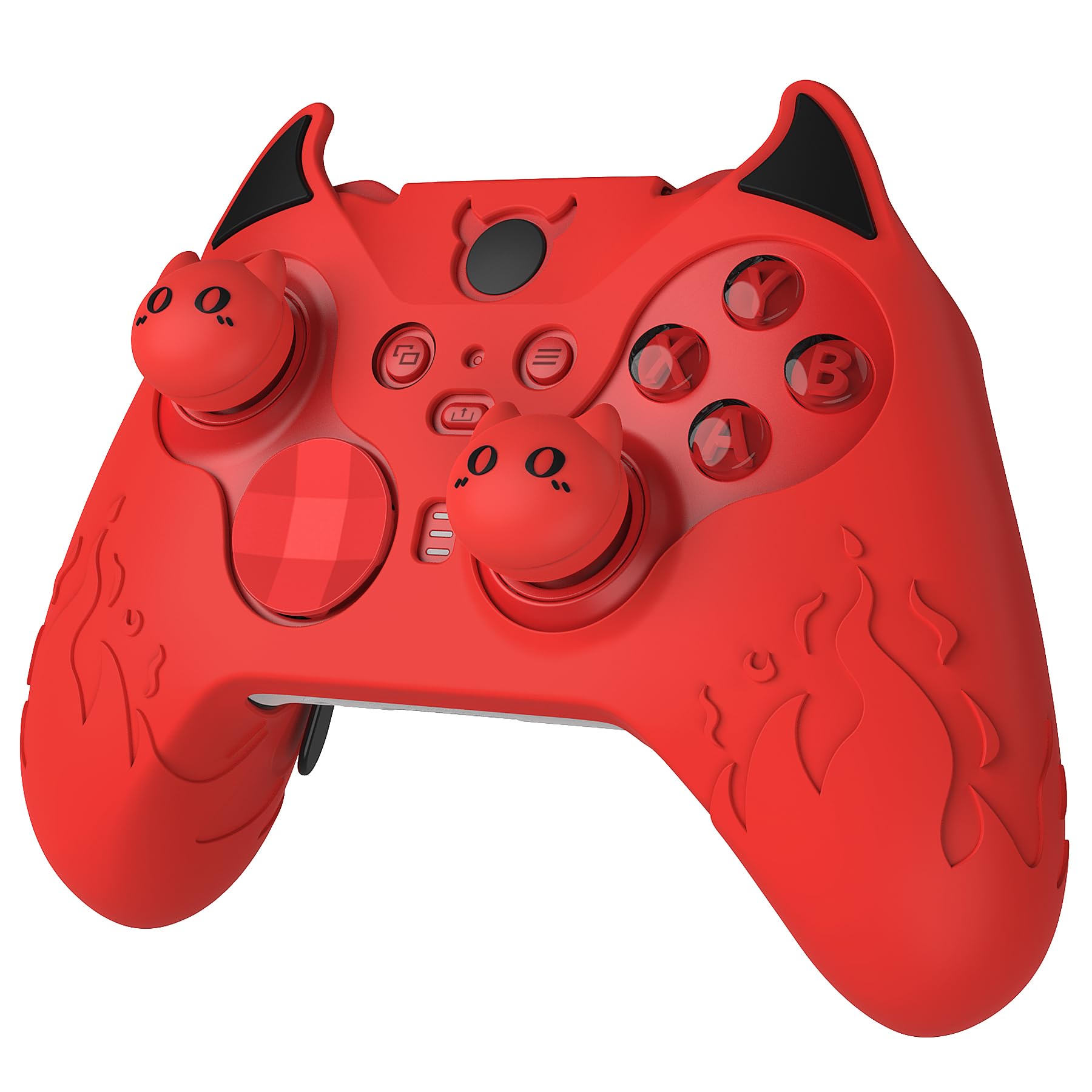 PlayVital Cute Demon Silicone Case Cover for Xbox Elite Wireless Controller Series 2, Kawaii Anti-Slip Shockproof Controller Skin Grip for Xbox Elite Series 2 Core with Thumb Grip Caps - Red