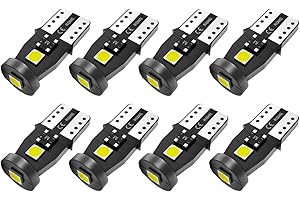 FAXCARS 194 168 LED Bulbs Super Bright 3 SMD 3030 Chipset for Car truck Interior Dome Map Door Courtesy Marker License Plate Lights Compact Wedge T10 2825 6000K Xenon White Pack of 8