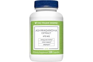 The Vitamin Shoppe Ashwagandha Extract 470MG Herbal Supplement That Provides Energy Vitality, Helps with Stress Management (120 Capsules)