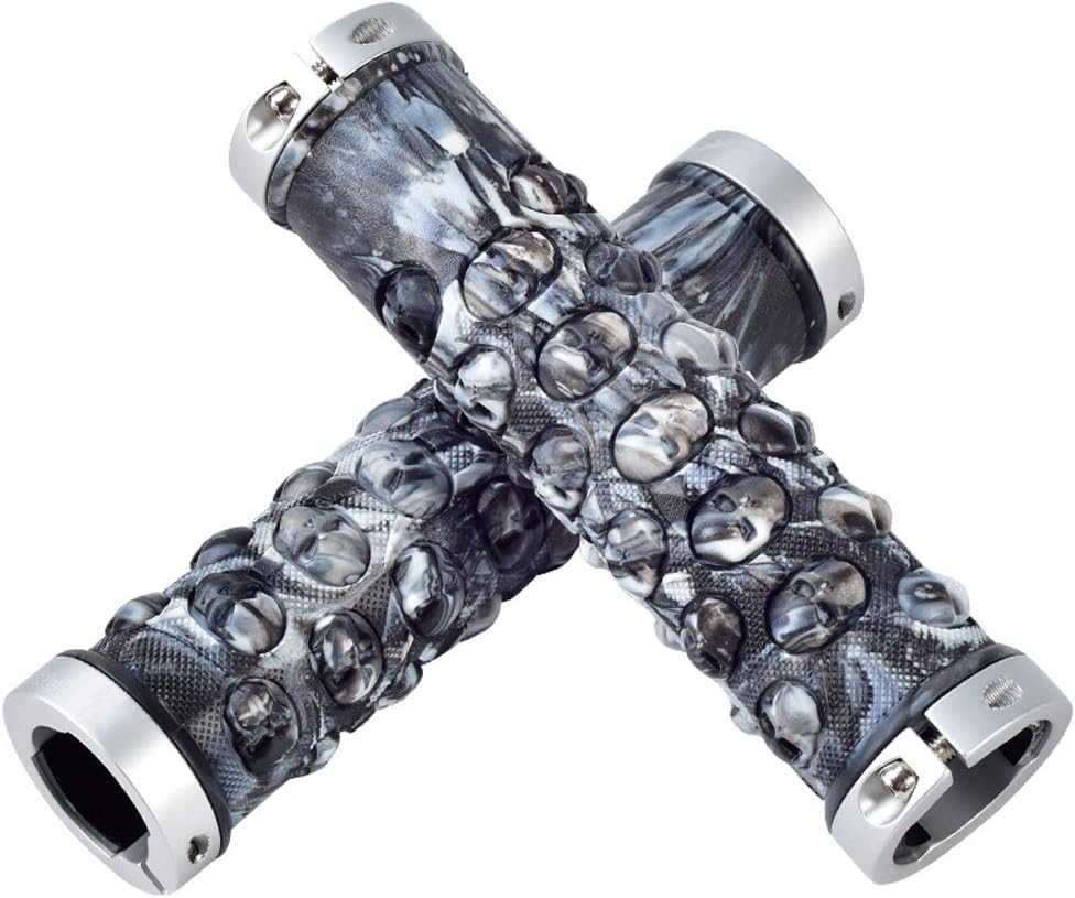 OULATUWB Non Slip Skull Silica Gel Bike Grips Lock on Locking Bicycle Handlebar Grips Mountain Bike BMX