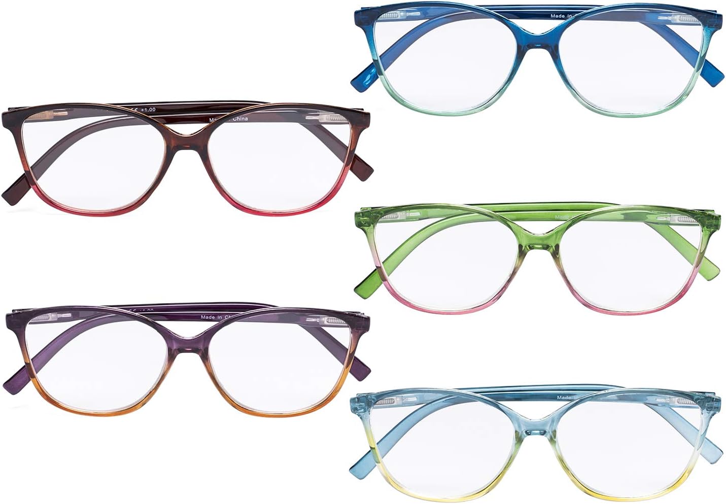 CessBlu Ladies Reading Glasses 5 works Oversize Reader Eyeglasses for Women Reading Cat-eye Design with Spring Hinge +2.75