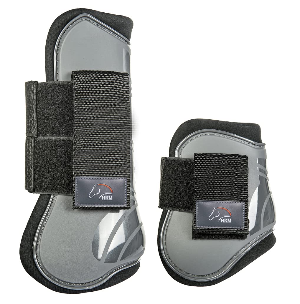 HKM 8566 Grey/Black Pony Lined Jumping Boots and Fetlock Caps