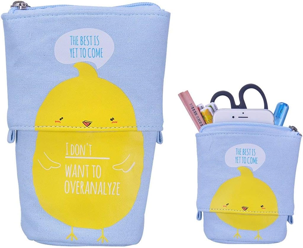 Eselltotal Stand up Pencil Holder Telescopic Pencil Case Transformer Pen Box,PU Cartoon Cute Cat Telescopic Pencil Pouch Bag for Christmas Gifts, Birthday Gifts